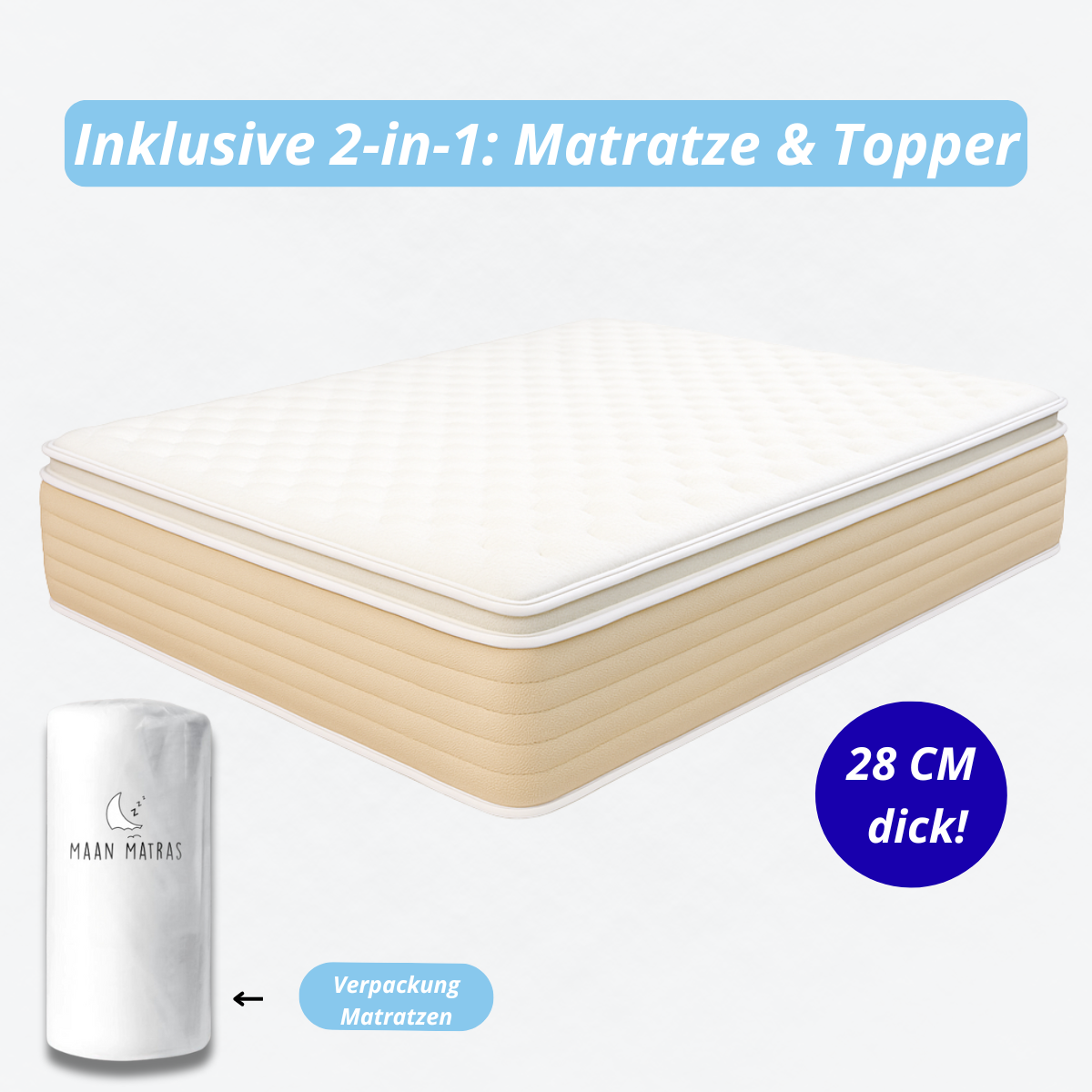 Moon Mattress® Boxspringbett | Boxspringbett mit Stauraum | Komplettes Boxspringbett
