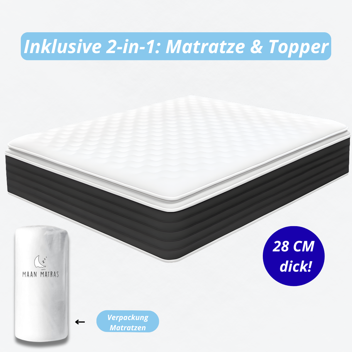 Moon Mattress® Boxspringbett | Boxspringbett mit Stauraum | Komplettes Boxspringbett