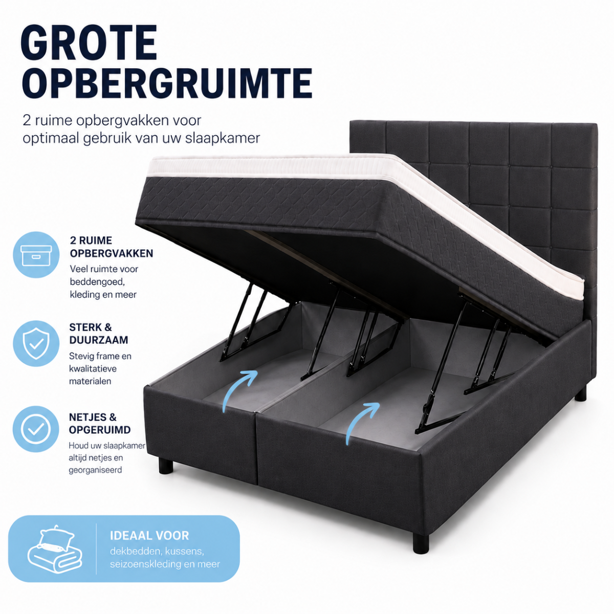 Moon Mattress® Boxspringbett | Boxspringbett mit Stauraum | Komplettes Boxspringbett